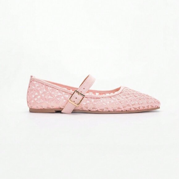 Pink Elegant Square Toe Slip-On Flat Shoes - Picture 3 of 6